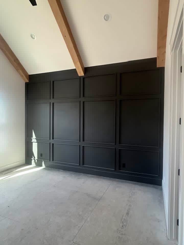 Black board-and-batten accent wall